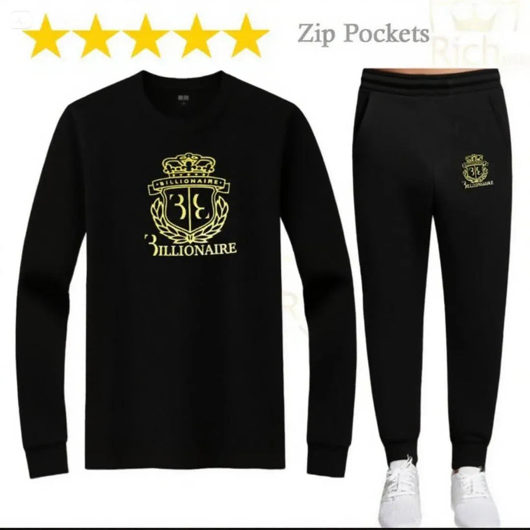 2 Pcs Men's Micro Printed Track Suit