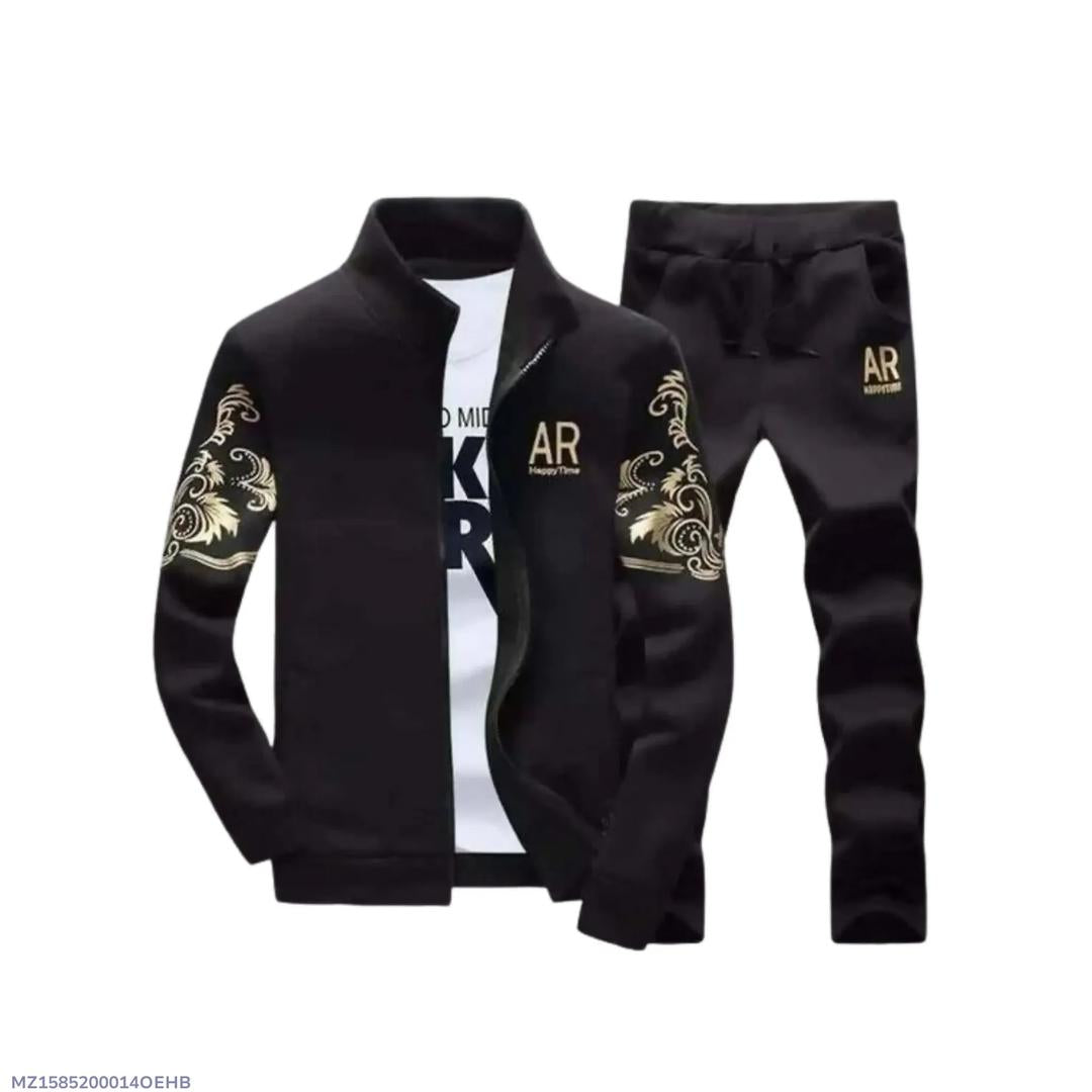 Men's Fleece Printed Zipper Track Suit