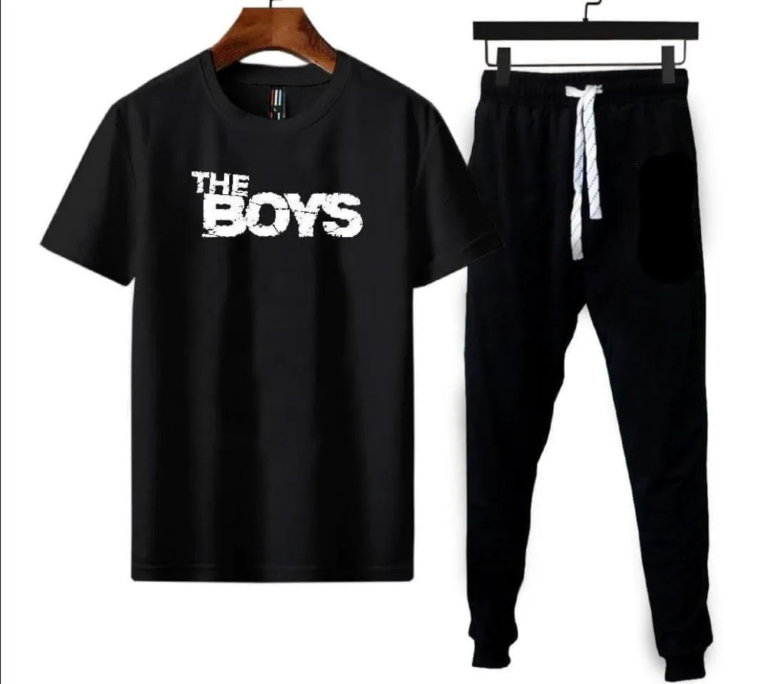 Micro Interlock Printed Track Suit Black Boys