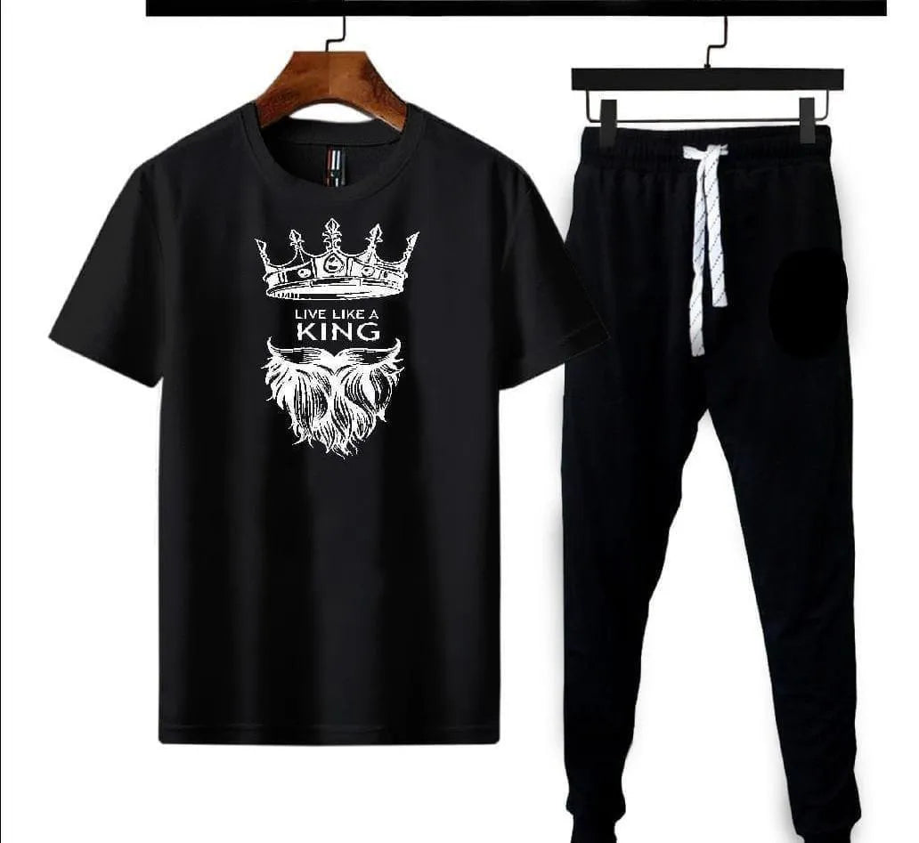 Micro Interlock Printed Track Suit Black King
