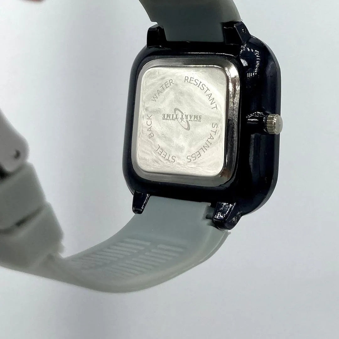 Unisex Movement: SMART TIME Stylish Square Dial Quartz Watch for Men/Women - Grey Silicone Strap : Colours Black Grey